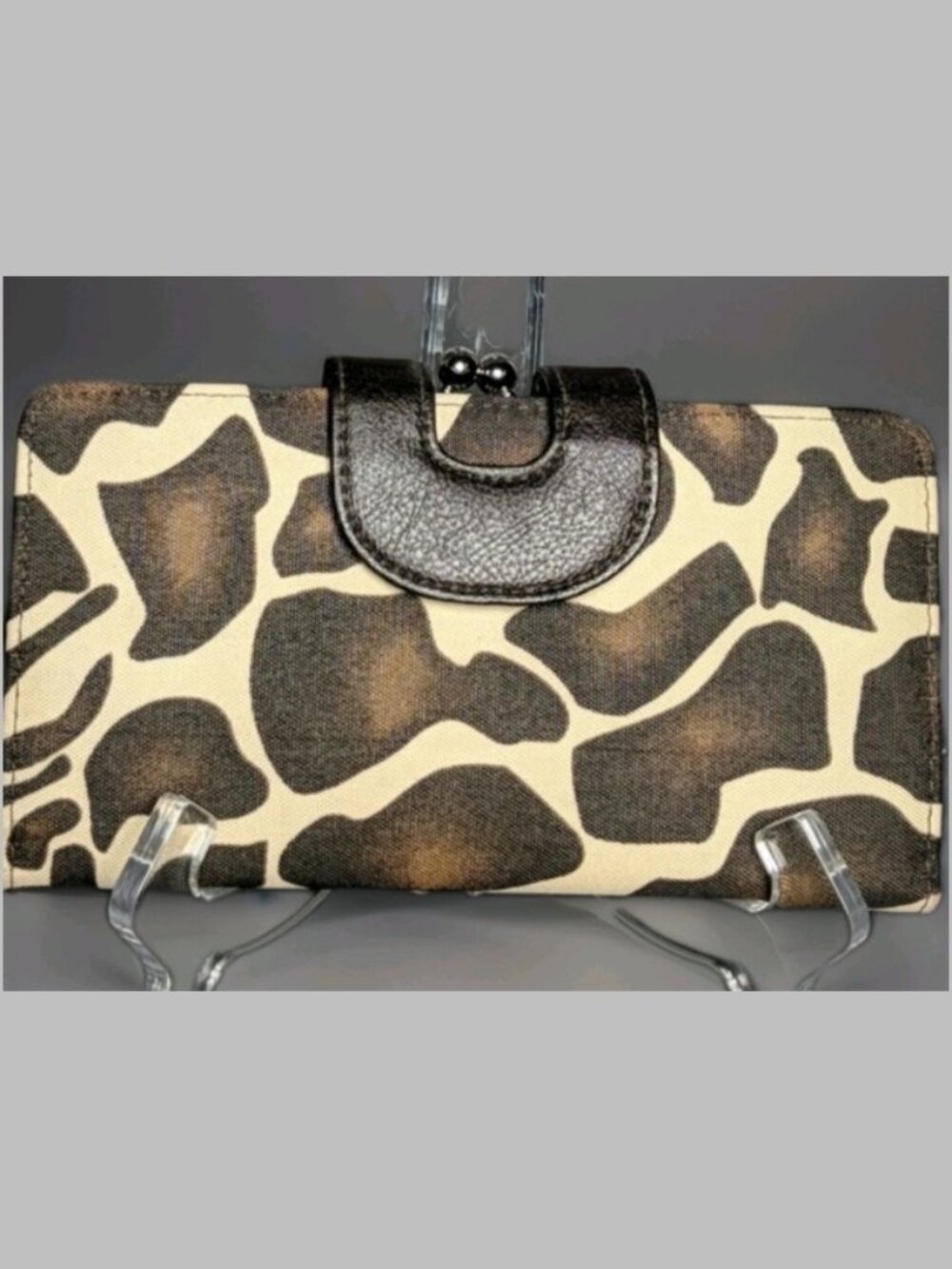 Animal Print Faux Leather Wallet Kiss Lock Coin Purse ID Window Card Organizer